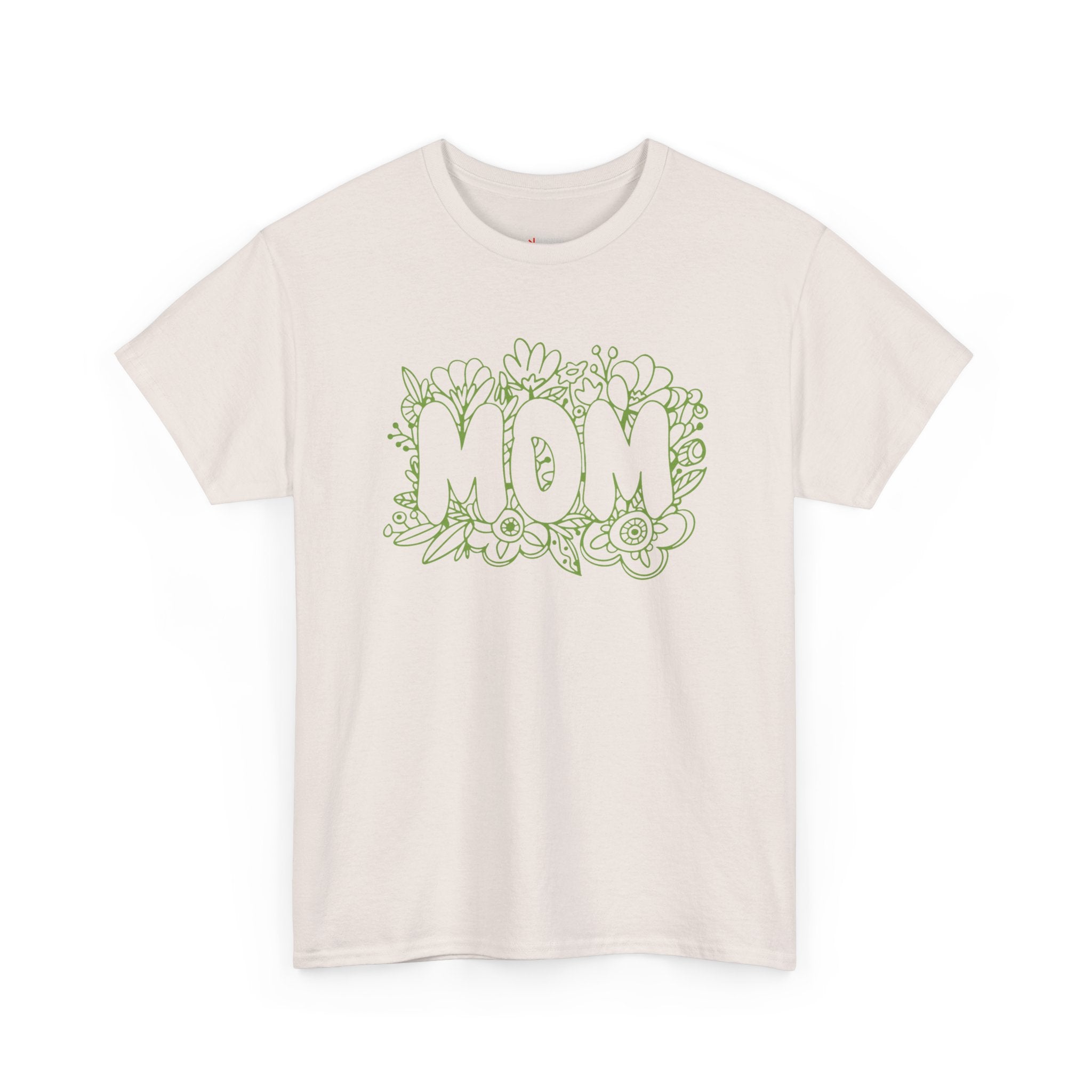 Mom Floral Outline T-Shirt — "MOM" Flower Doodle Tee for Mother's Day & Everyday