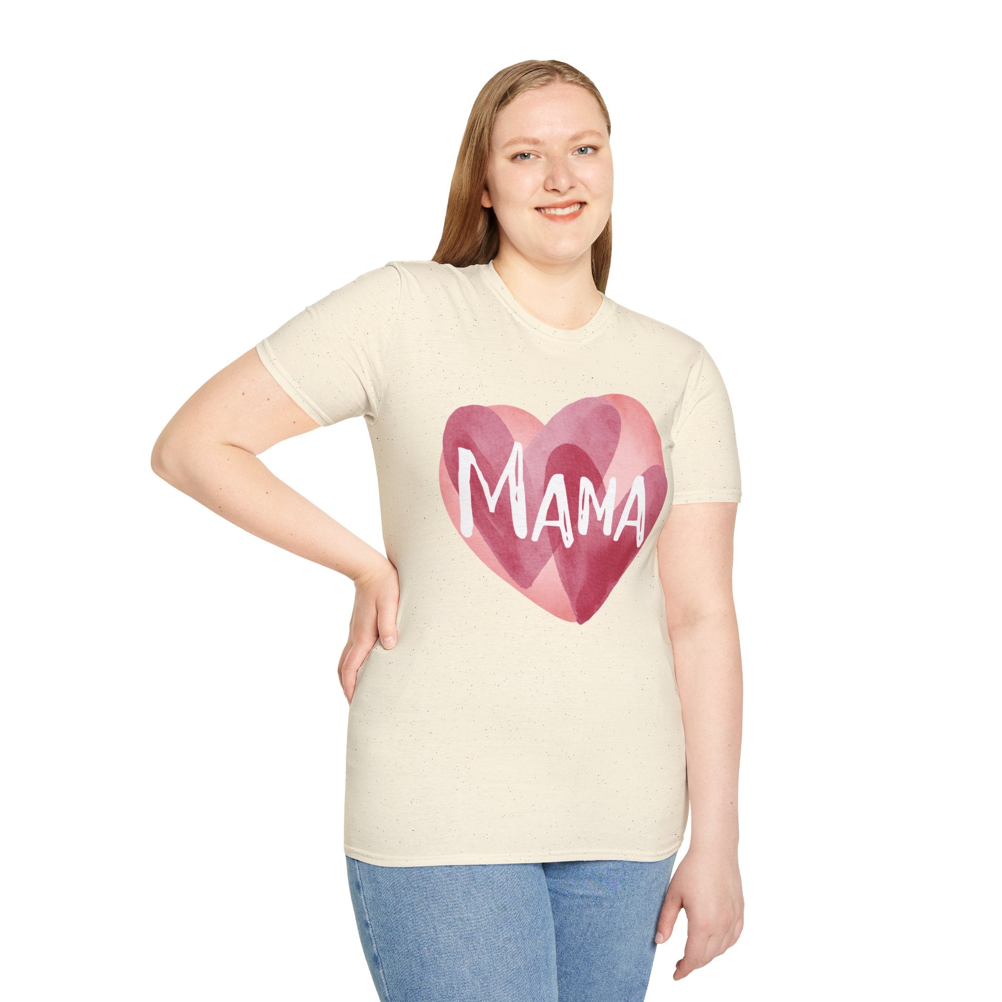 Mama Heart T-Shirt — Watercolor Pink Heart "Mama" Tee, Mother's Day Gift