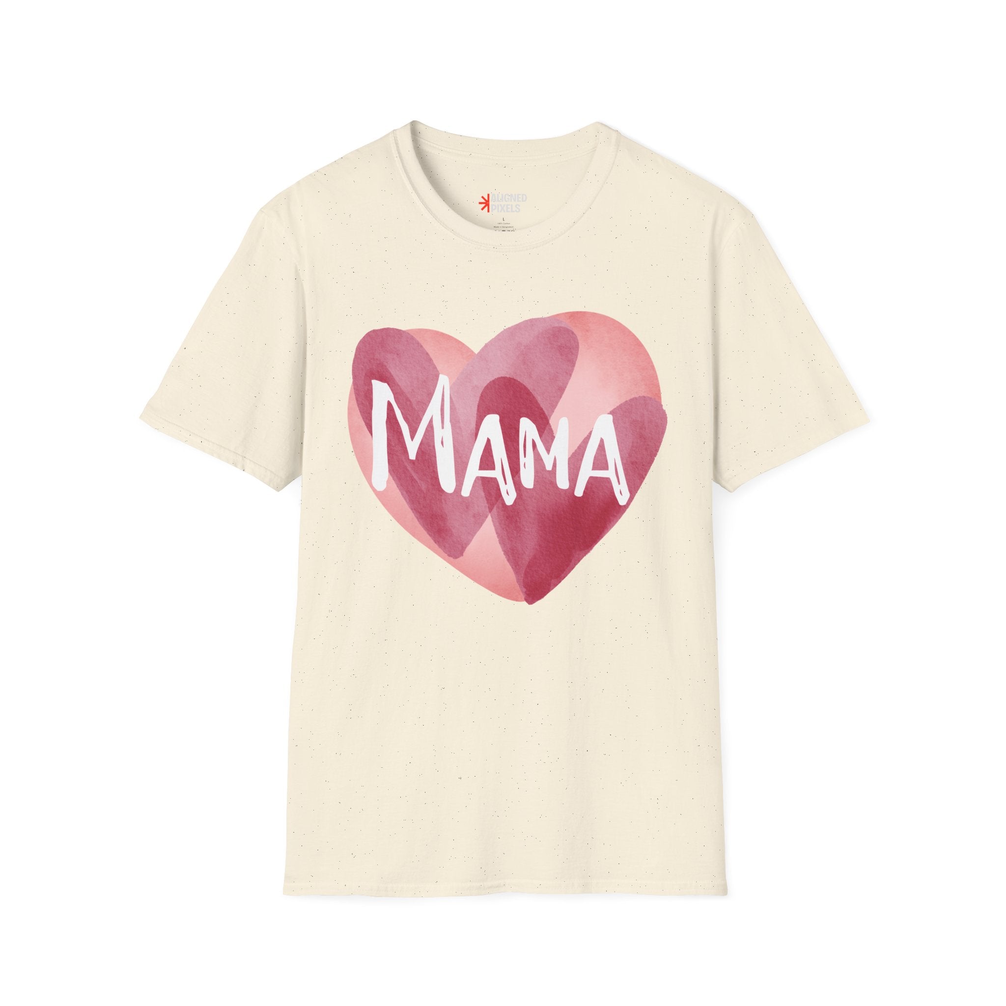 Mama Heart T-Shirt — Watercolor Pink Heart "Mama" Tee, Mother's Day Gift