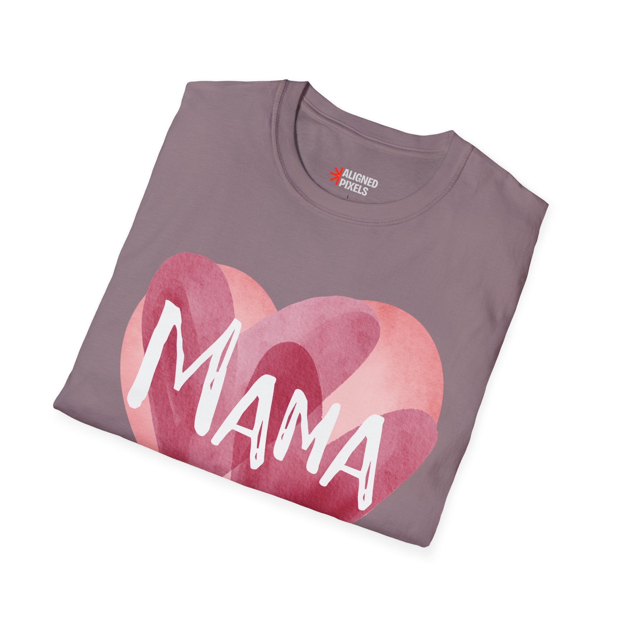Mama Heart T-Shirt — Watercolor Pink Heart "Mama" Tee, Mother's Day Gift