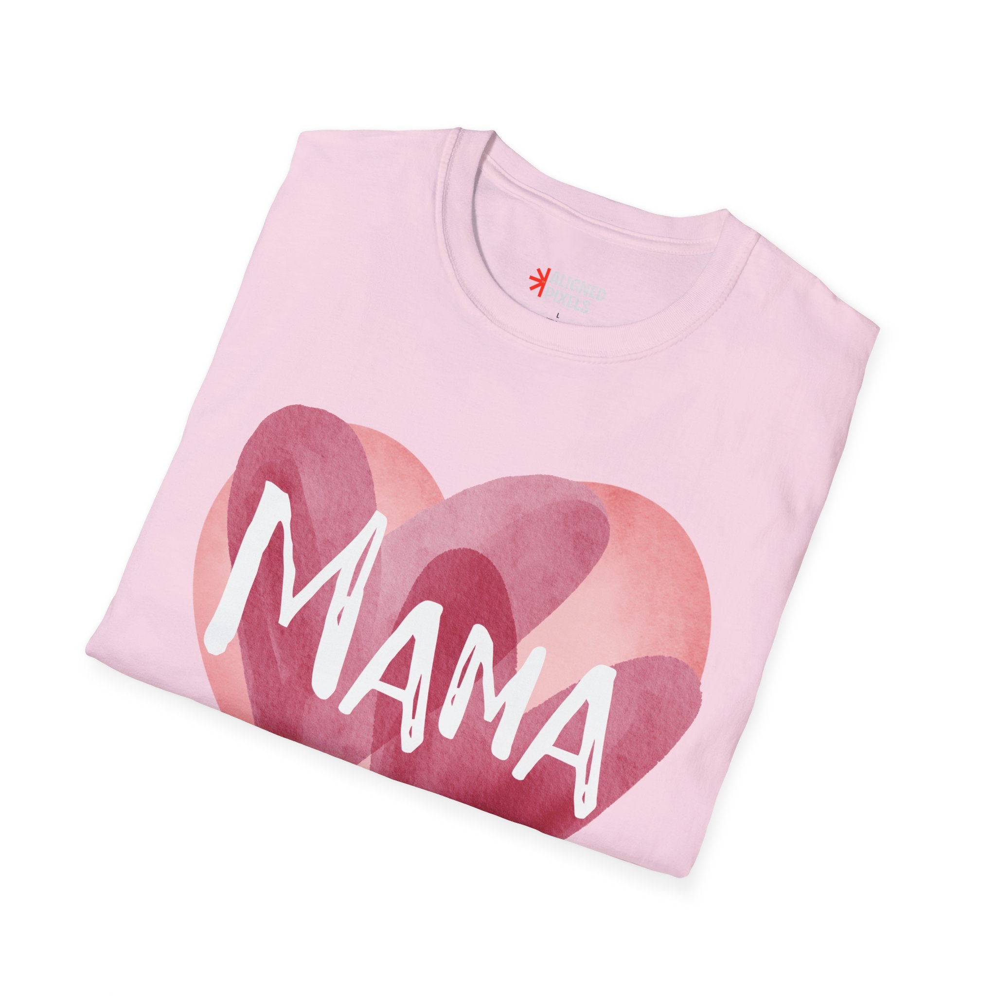 Mama Heart T-Shirt — Watercolor Pink Heart "Mama" Tee, Mother's Day Gift