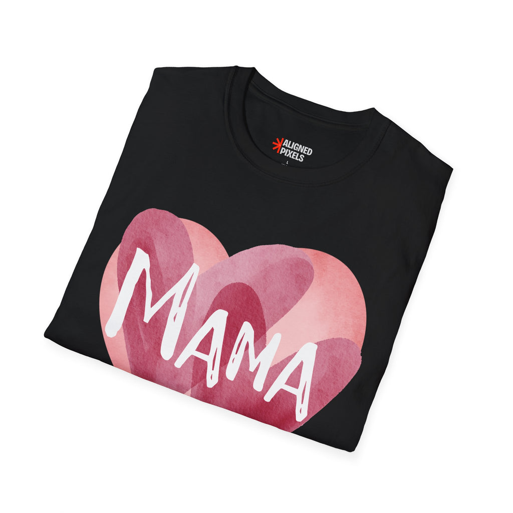 Mama Heart T-Shirt — Watercolor Pink Heart "Mama" Tee, Mother's Day Gift