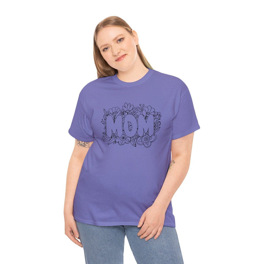 Mom Floral Graphic Tee — "MOM" Flower Lettering Mother's Day Gift