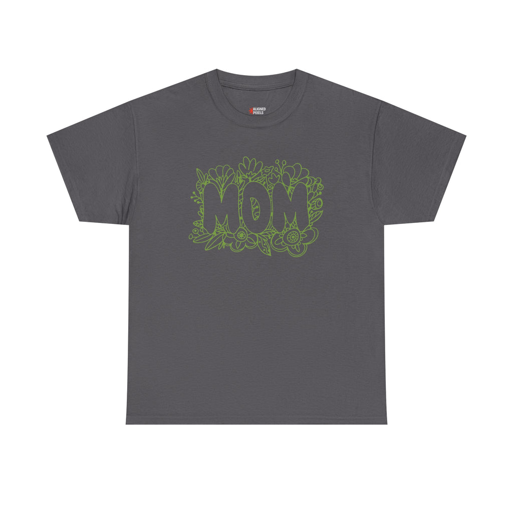 Mom Floral Outline T-Shirt — "MOM" Flower Doodle Tee for Mother's Day & Everyday