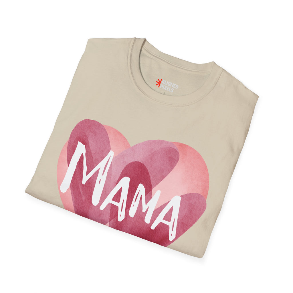 Mama Heart T-Shirt — Watercolor Pink Heart "Mama" Tee, Mother's Day Gift