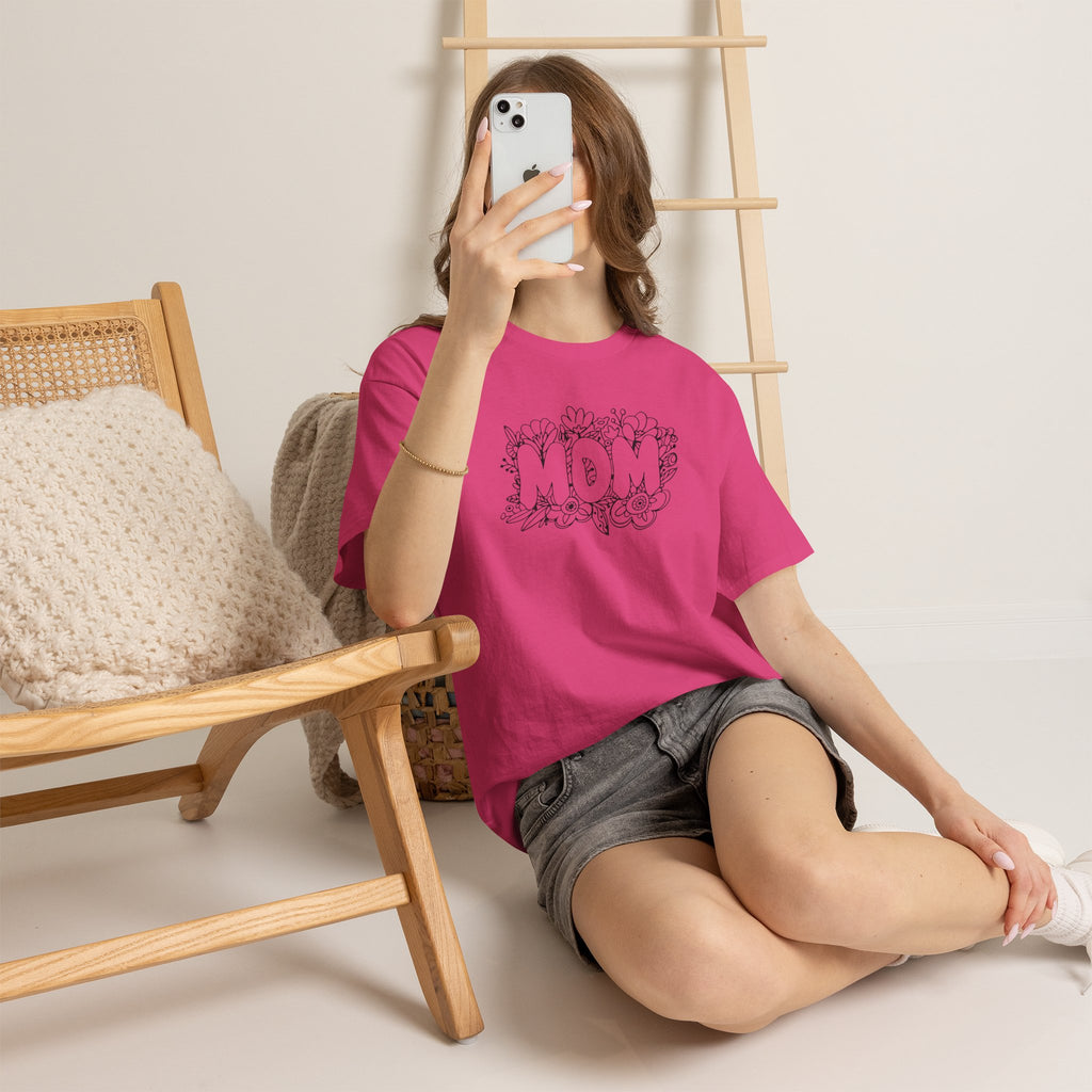 Mom Floral Graphic Tee — "MOM" Flower Lettering Mother's Day Gift