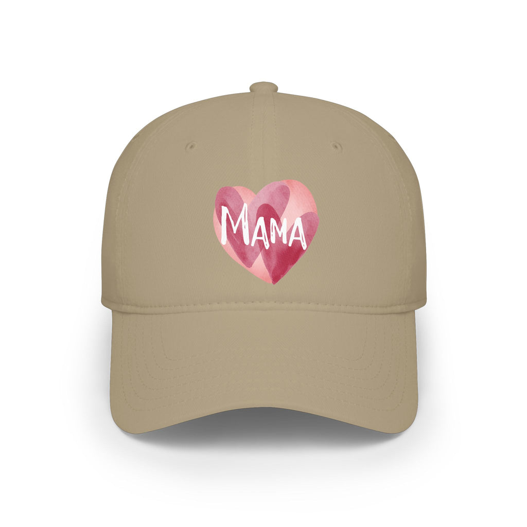 Mama Heart Baseball Cap — Watercolor Pink Heart Hat for Moms, Mother's Day Gift