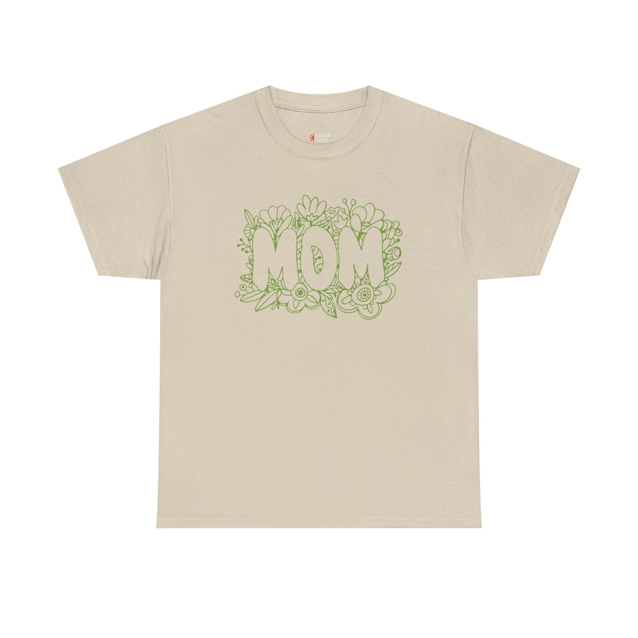 Mom Floral Outline T-Shirt — "MOM" Flower Doodle Tee for Mother's Day & Everyday