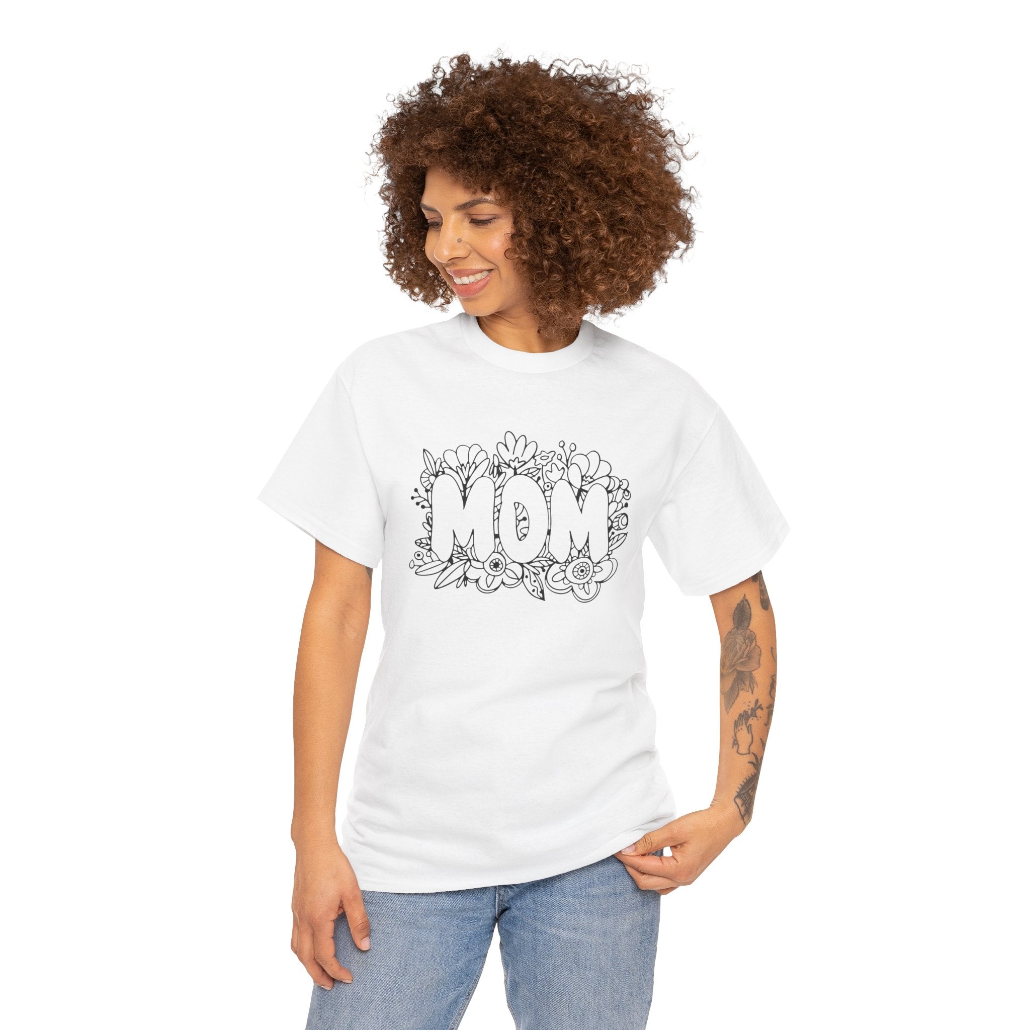 Mom Floral Graphic Tee — "MOM" Flower Lettering Mother's Day Gift