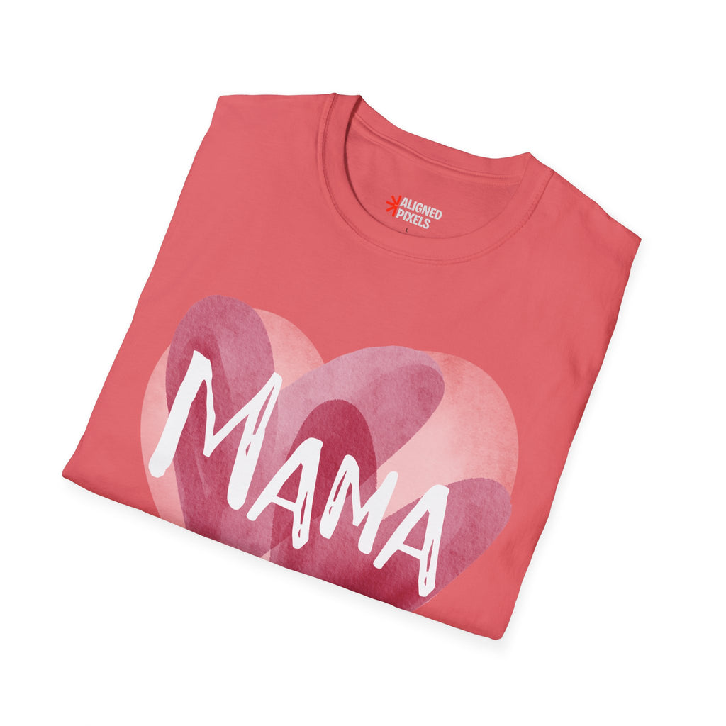Mama Heart T-Shirt — Watercolor Pink Heart "Mama" Tee, Mother's Day Gift
