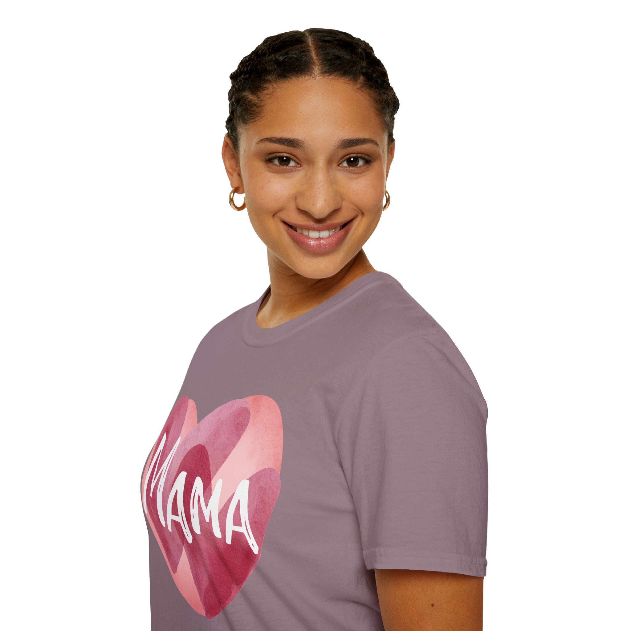 Mama Heart T-Shirt — Watercolor Pink Heart "Mama" Tee, Mother's Day Gift
