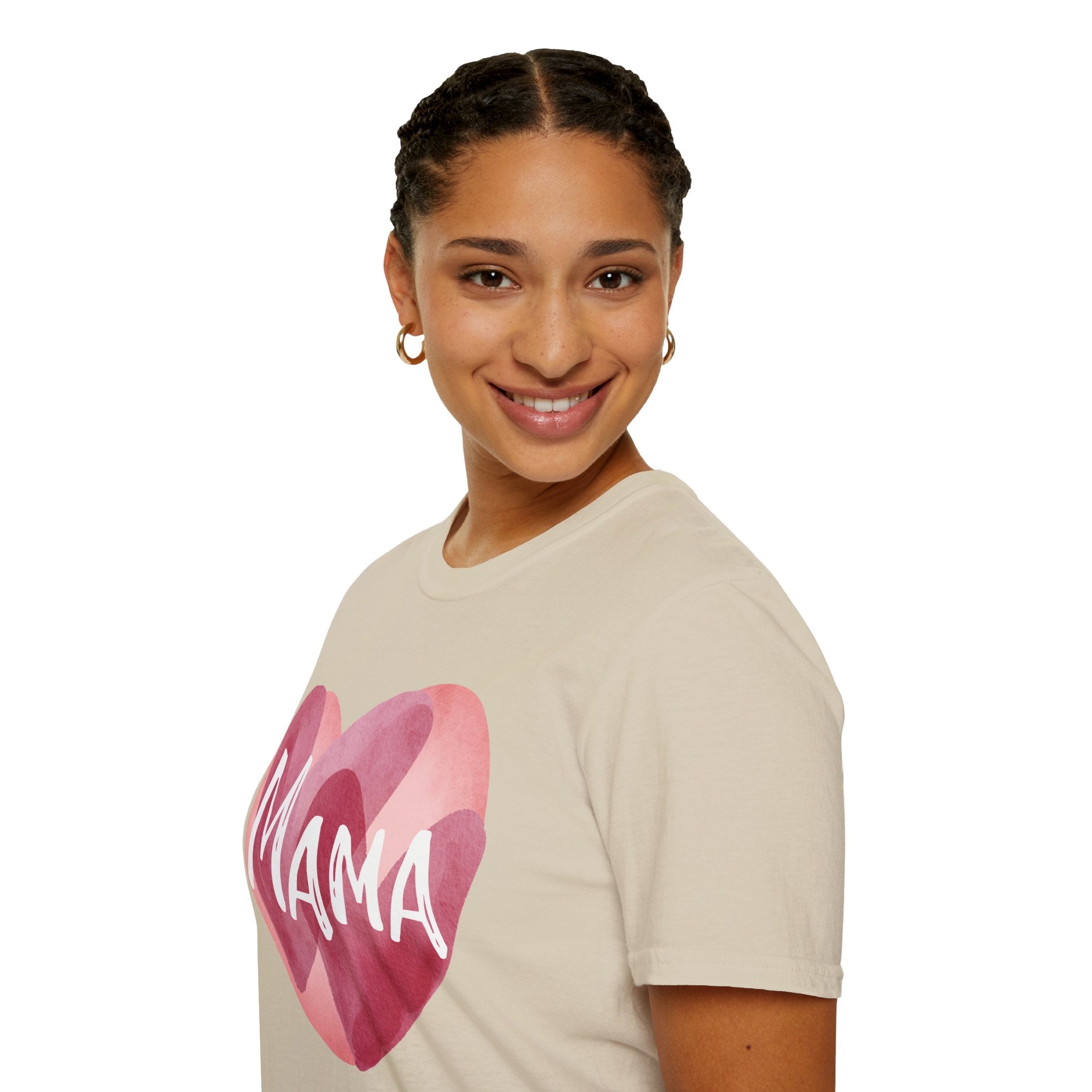 Mama Heart T-Shirt — Watercolor Pink Heart "Mama" Tee, Mother's Day Gift