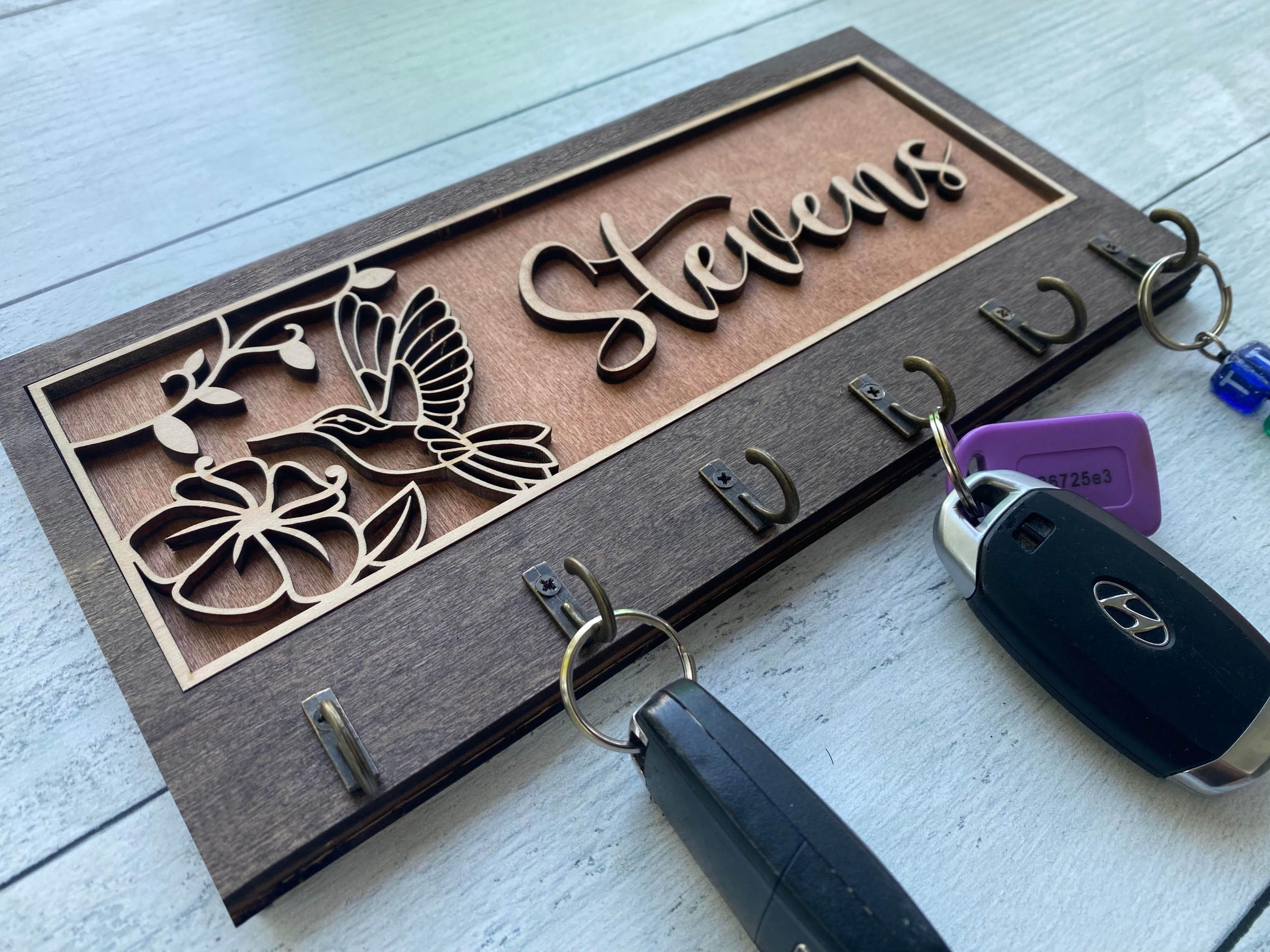 Wooden Key Holder with Lighthouse and Sailboat Design, Coastal Home Decor