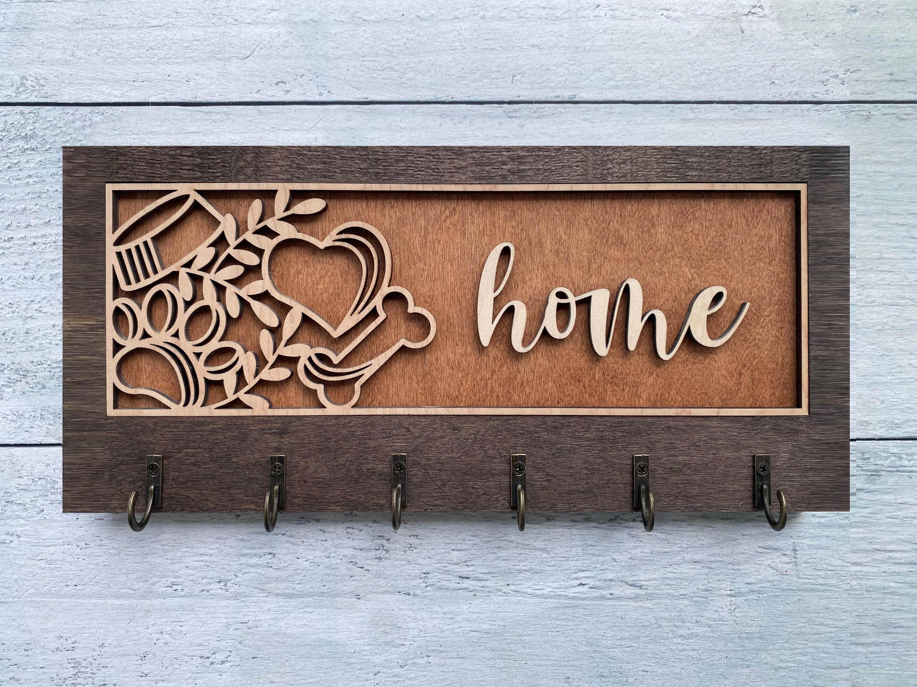 Wooden Key Holder with Lighthouse and Sailboat Design, Coastal Home Decor