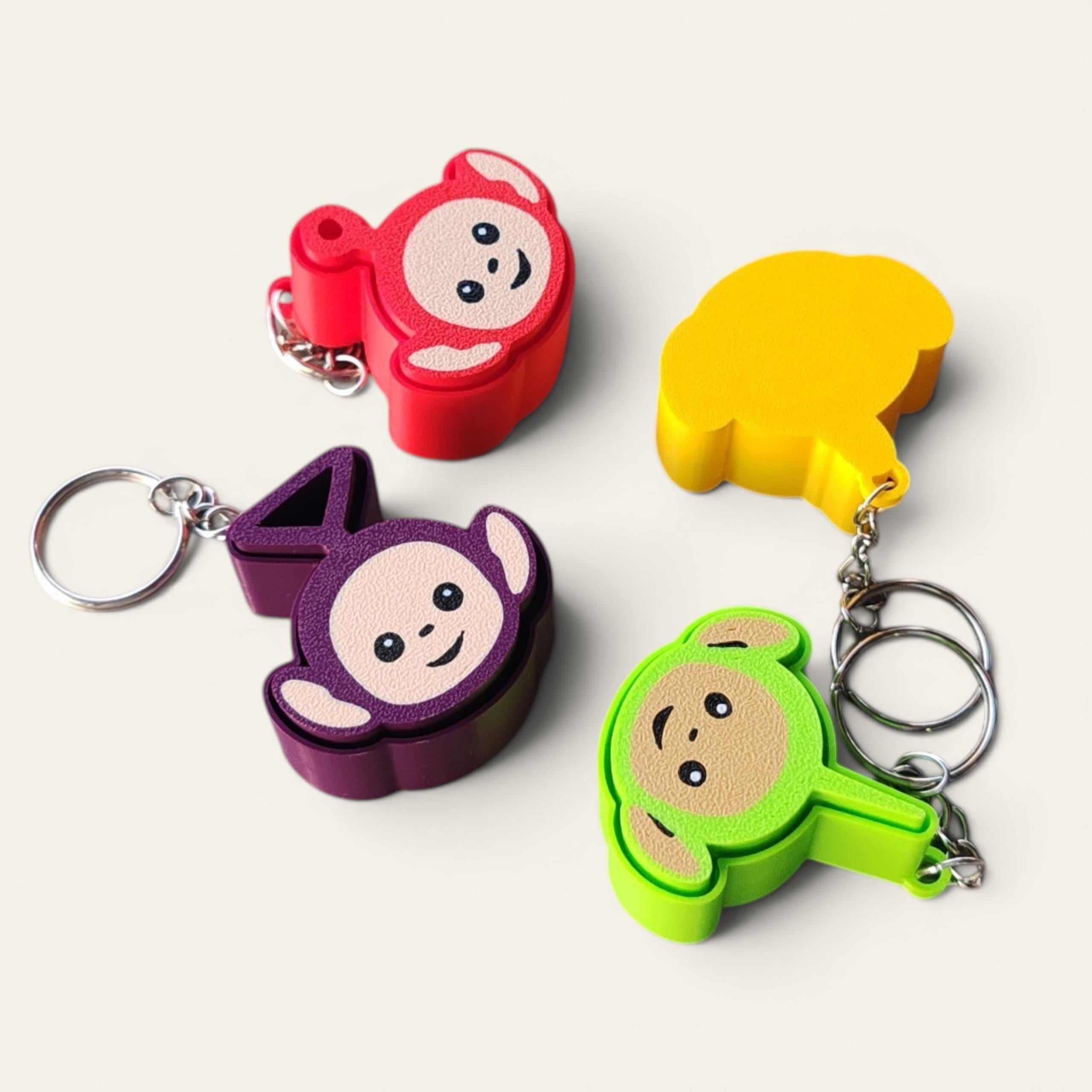 Teletubbies Fidget Keychains: 3D Printed Sensory Clickers – Nostalgic Toy Bag Charms
