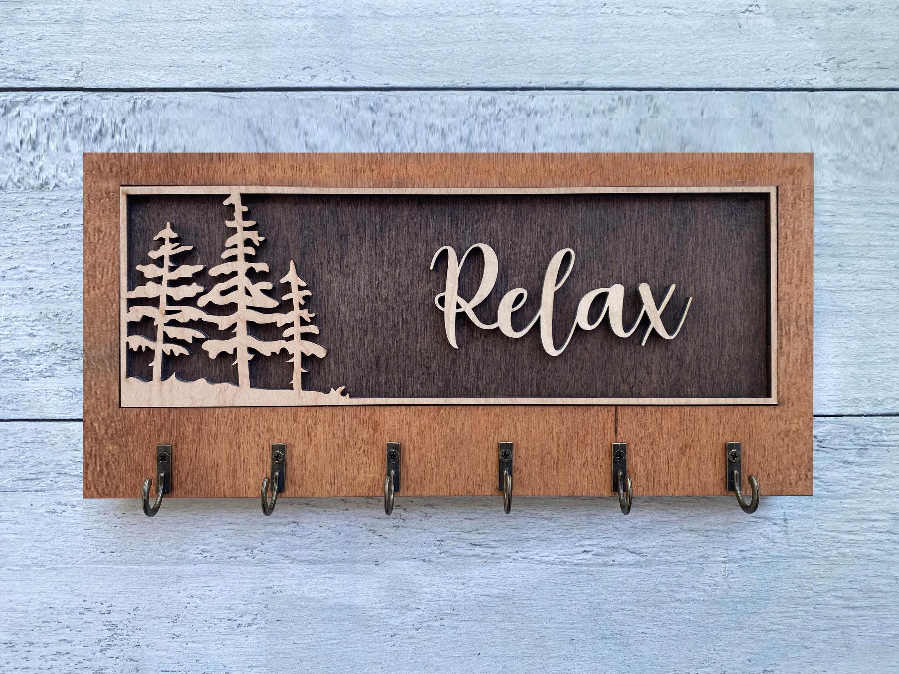 Wooden Key Holder with Lighthouse and Sailboat Design, Coastal Home Decor