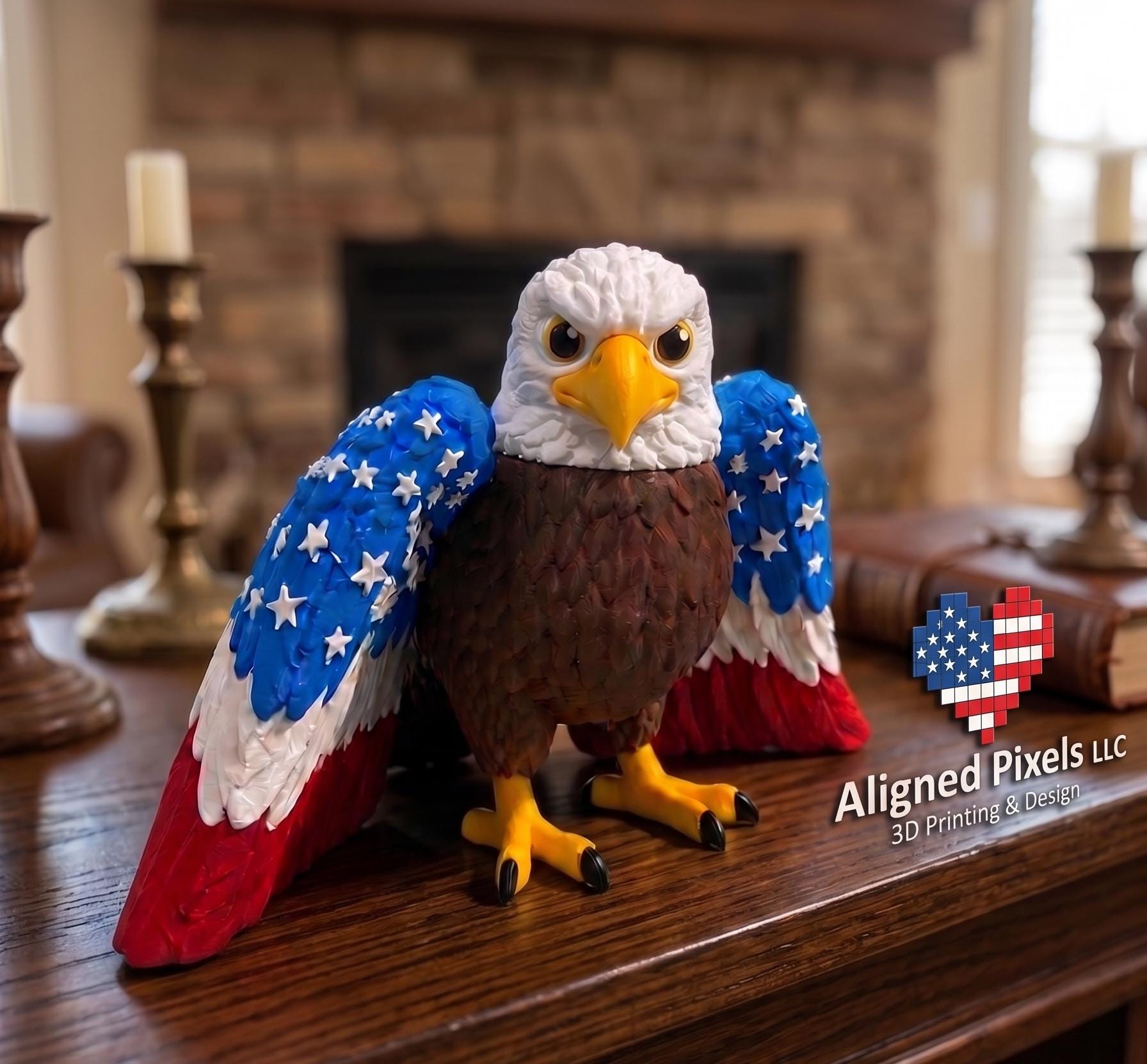 3D Printed Bald Eagle Statue – Patriotic American Pride Decor, Independence Day Tablepiece