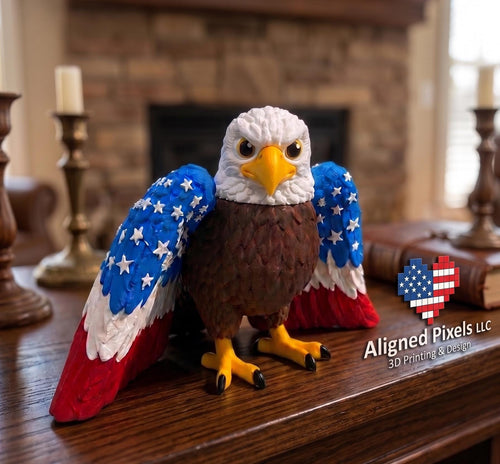 3D Printed Bald Eagle Statue – Patriotic American Pride Decor, Independence Day Tablepiece