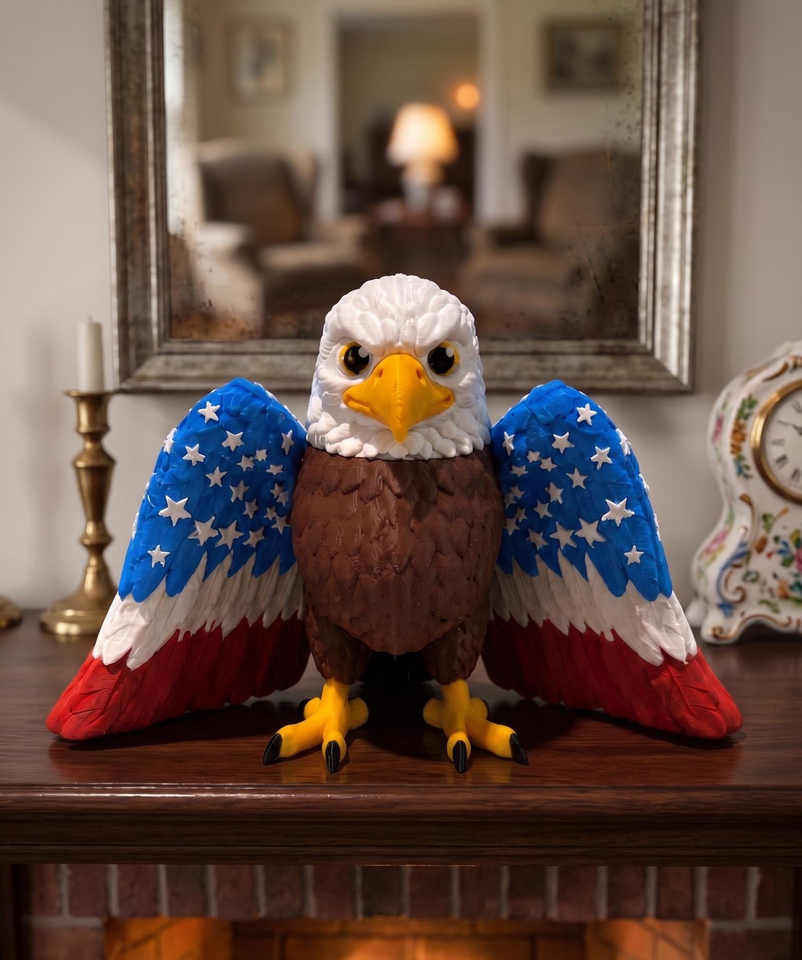 3D Printed Bald Eagle Statue – Patriotic American Pride Decor, Independence Day Tablepiece