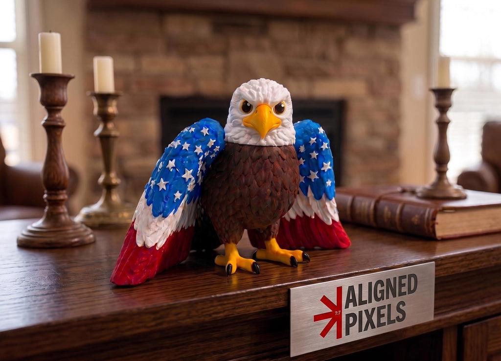 3D Printed Bald Eagle Statue – Patriotic American Pride Decor, Independence Day Tablepiece